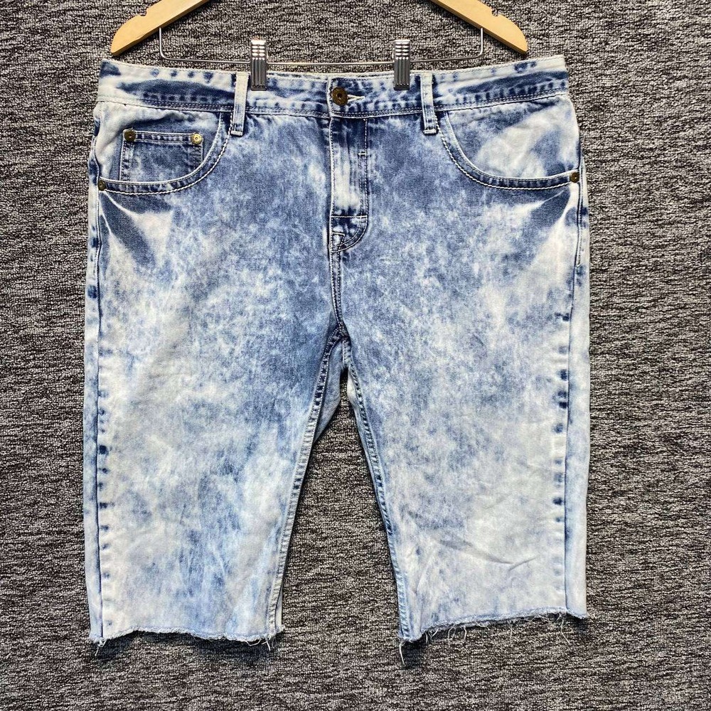 Grindhouse Denim Men 38 Cutoff Shorts Slim‎ Straight Acid Wash Jorts Raw Hem